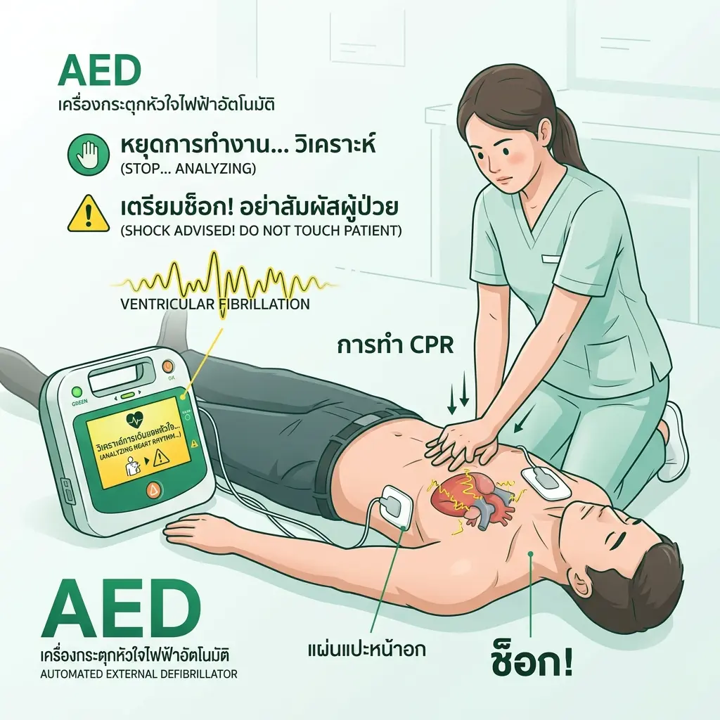 เครื่อง AED คืออะไร? สรุปวิธีใช้งาน 4 ขั้นตอน เครื่องกระตุกหัวใจไฟฟ้า