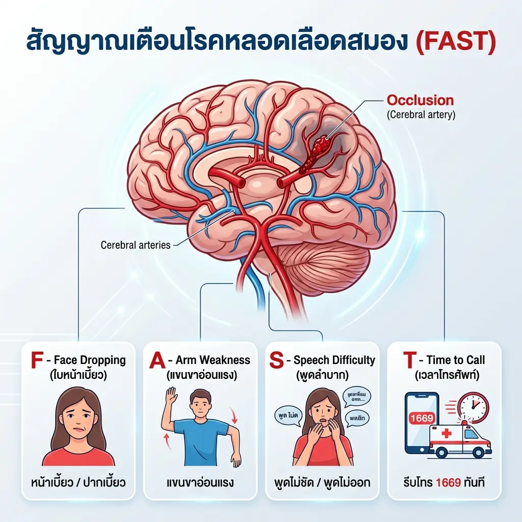 สัญญาณเตือนโรคหลอดเลือดสมอง (Stroke) ท่องจำกฎ FAST ให้ขึ้นใจเพื่อรักษาได้ทัน